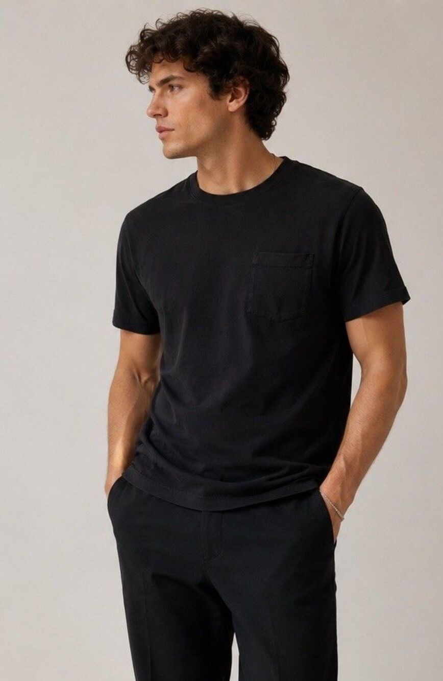 Christian Siriano New York Pima Cotton Black Pocket T-Shirt Size S